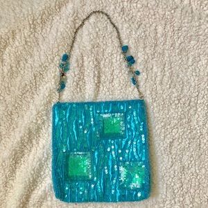 Turquoise Sequin Chic Shoulder Bag